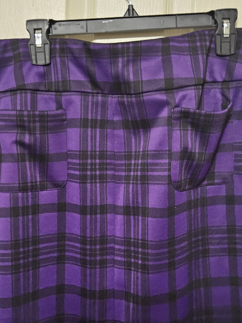 NWOT Ashley Stewart Purple & Black Plaid Pencil Skirt - Picture 2 of 8